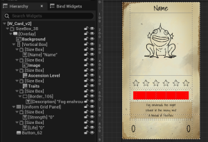 Card Game Widget Structure